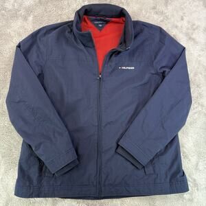 Tommy Hilfiger Jacket Men’s XXL Navy Blue Hooded Full Zip Nylon Mesh Lined
